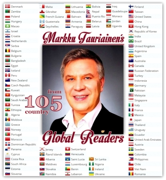 INSPIRE ME readers from 105 countries for Markku Tauriainen